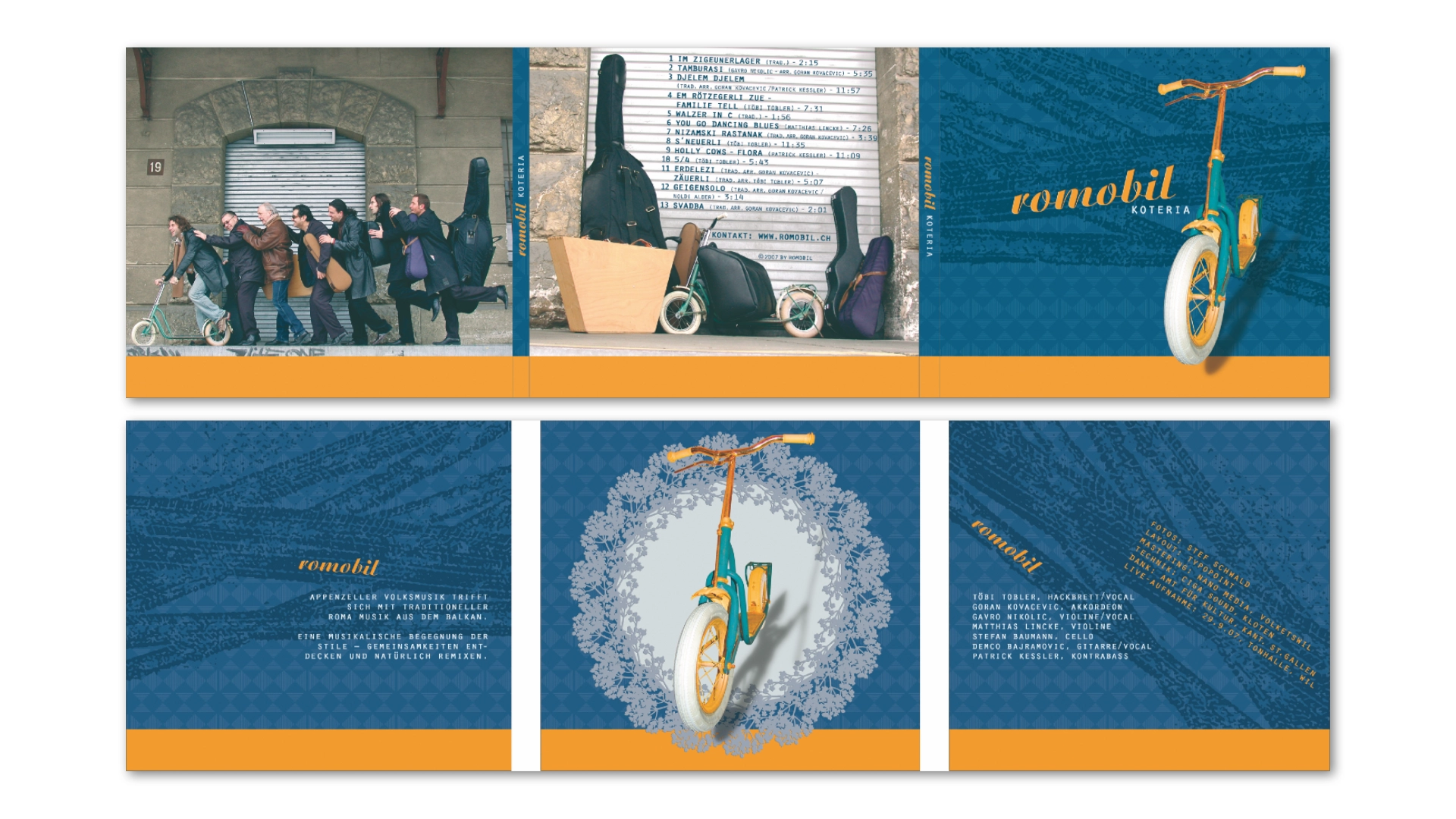 CD-Hülle und -Medium romobil Gestaltung einer CD-Hülle der Formation romobil